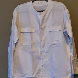 MENS MUJI Collarless Dress Shirt (White)